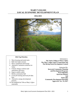 Mary's Igloo Local Economic Development Plan