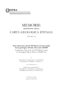 Memorie Descrittive Della Carta Geologica D’Italia Volume 101