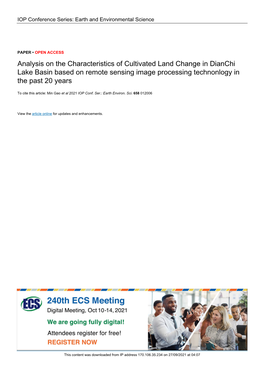 PDF, Analysis on the Characteristics of Cultivated Land Change In