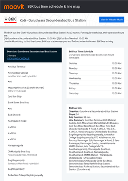 86K Bus Time Schedule & Line Route