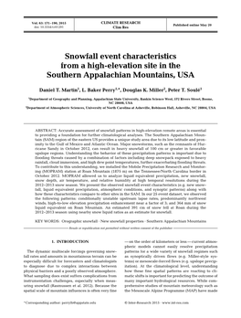 Snowfall Event Characteristics from a High‑Elevation Site in the Southern