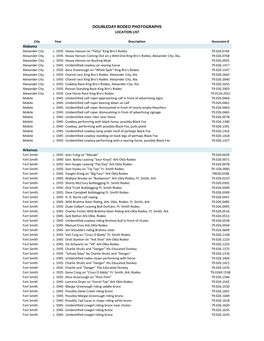 Doubleday Rodeo Photographs Location List