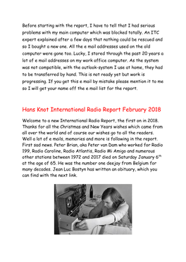Hans Knot International Radio Report February 2018