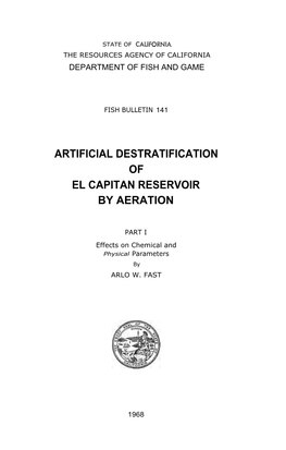 Artificial Destratification of El Capitan Reservoir by Aeration