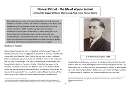 The Life of Wynne Samuel a Tribute by Dafydd Williams, Chairman of Plaid Cymru History Society