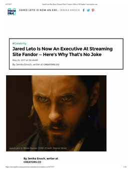 Jared Leto Has Been Named Chief Creative Officer of Fandor | Moviepilot.Com