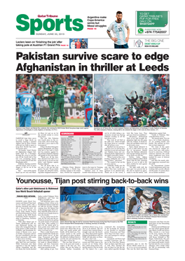 Pakistan Survive Scare to Edge Afghanistan in Thriller at Leeds