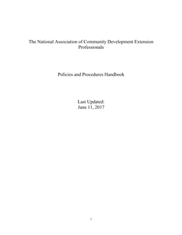 The National Association of Community Development Extension Professionals Policies and Procedures Handbook Last Updated