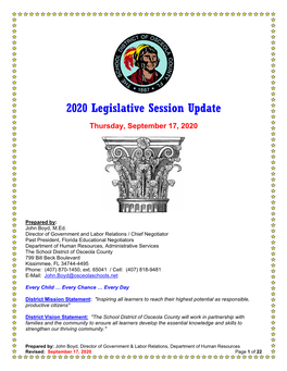 2020 Legislative Session Update