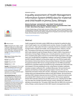 Data for Maternal and Child Health in Jimma Zone, Ethiopia