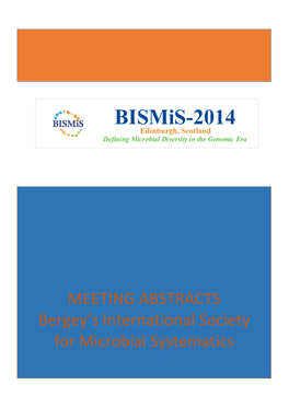 MEETING ABSTRACTS Bergey's International Society For