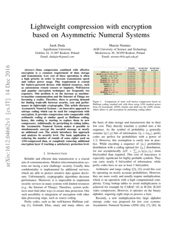 Lightweight Compression with Encryption Based on Asymmetric Numeral Systems