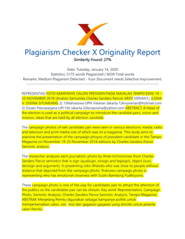 Plagiarism Checker X Originality Report Similarity Found: 27%