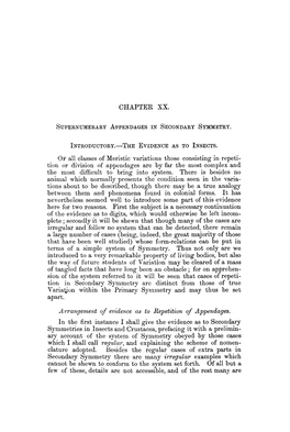 Chapter XX Supernumerary Appendages in Secondary Symmetry