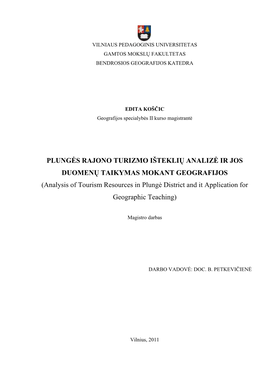 Plungös Rajono Turizmo Išteklių Analizö Ir Jos