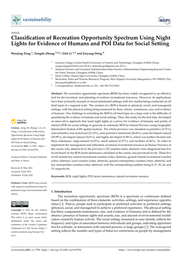 Classification of Recreation Opportunity Spectrum Using Night