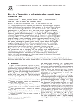 Diversity of Bacteroidetes in High-Altitude Saline Evaporitic