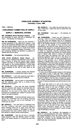 LEGISLATIVE ASSEMBLY of MANITOBA Thursday, 5 June, 1980