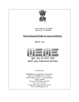 Brief Industrial Profile of Amravati District 2015-16