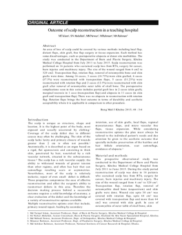 ORIGINAL ARTICLE Outcome of Scalp Reconstruction in a Teaching Hospital