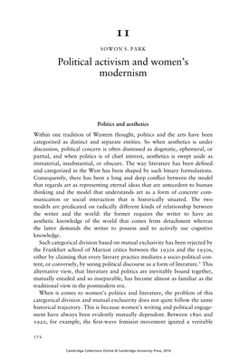 Political Activism and Women's Modernism