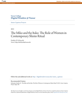 The Miko and the Itako: the Role of Women in Contemporary Shinto