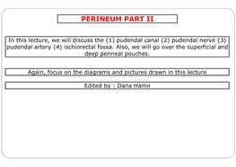 Perineum Part Ii