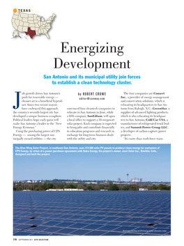 Energizing Development San Antonio and Its Municipal Utility Join Forces to Establish a Clean Technology Cluster