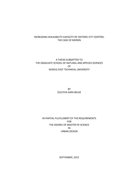 Increasing Walkability Capacity of Historic City Centers: the Case of Mersin