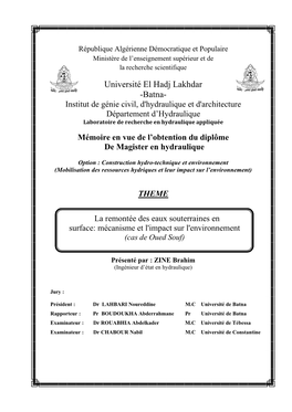 Université El Hadj Lakhdar -Batna