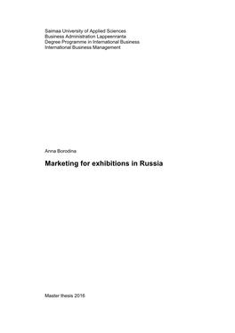Marketing for Exhibitions in Russia