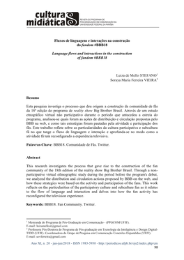 Fluxos De Linguagens E Interações Na Construção Do Fandom #BBB18