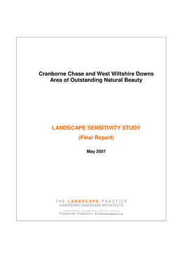 Cranborne Chase and West Wiltshire Downs Area of Outstanding Natural Beauty LANDSCAPE SENSITIVITY STUDY (Final Report)