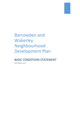 Barrowden and Wakerley Neighbourhood Development Plan