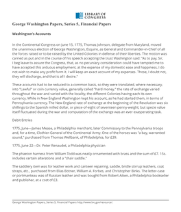 George Washington Papers, Series 5, Financial Papers