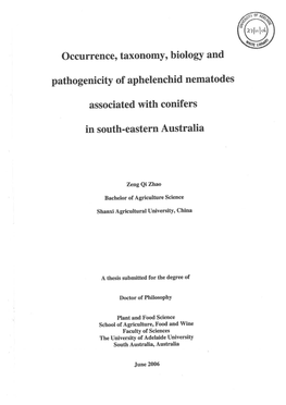 Occurrence, Taxonomy, Biology and Pathogenicity of Aphelenchid