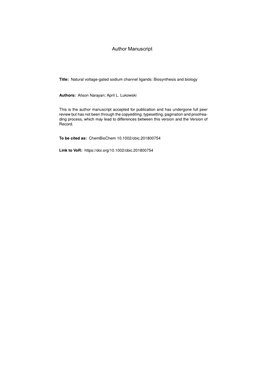 Natural Voltage‐Gated Sodium Channel Ligands