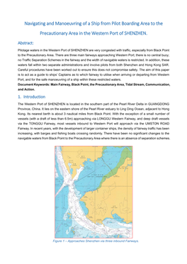 Navigating and Manoeuvring of a Ship from Pilot Boarding Area to the Precautionary Area in the Western Port of SHENZHEN