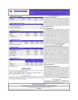 WEEKLY FINANCIAL MARKET REPORT SUMMARY from 27TH- 31St MARCH, 2017