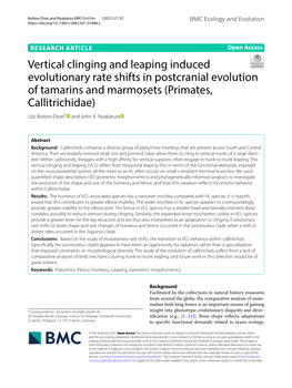 Vertical Clinging and Leaping Induced Evolutionary Rate Shifts in Postcranial Evolution of Tamarins and Marmosets (Primates