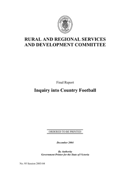 Rural and Regional Services and Development Committee