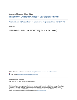 Treaty with Russia. (To Accompany Bill H.R. No. 1096.)