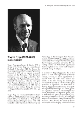Trygve Rygg (1921-2008) Nematology at the Norwegian Plant Protection Institute