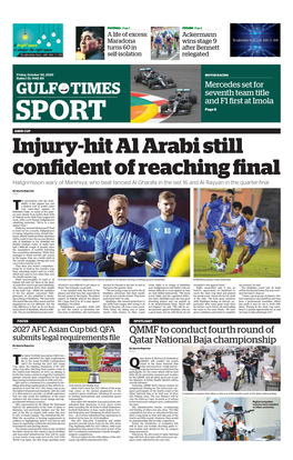 Injury-Hit Al Arabi Still Confident of Reaching Final