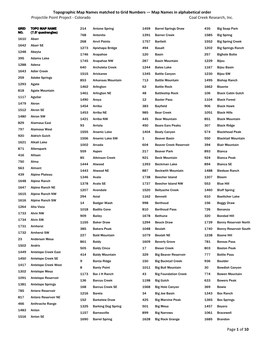 Topographic Map Names Matched to Grid Numbers — Map Names in Alphabetical Order Projectile Point Project ‐ Colorado Coal Creek Research, Inc