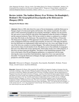 The Saddest History Ever Written: on Randolph L. Braham's The