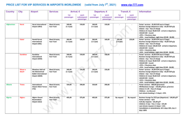 PRICE LIST for VIP SERVICES in AIRPORTS WORLDWIDE (Valid from July 7Th, 2021)