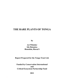 The Rare Plants of Tonga