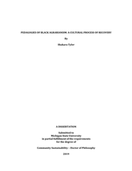 Pedagogies of Black Agrarianism: a Cultural Process of Recovery