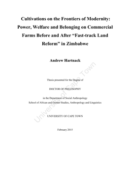 Power, Welfare and Belonging on Commercial Farms Before and After “Fast-Track Land Reform” in Zimbabwe